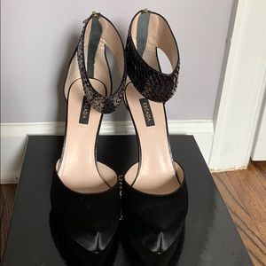 Escada heels with zipper cuff worn one